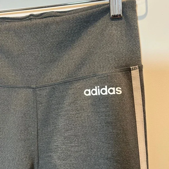 Adidas Climalite Athletic Leggings Grey White Stripe‎ Womens Size S Yoga Running - Picture 2 of 8